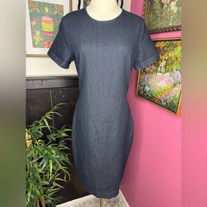 PRAIRE UNDERGROUND Short Sleeve Critical Line Denim Dress Dark Blue Sz L